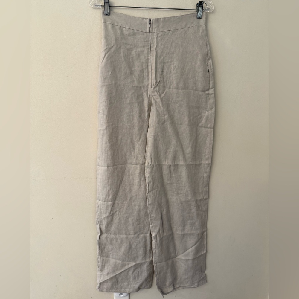 Due Panno chic minimalist beige pants flat front & back straight leg SZ 36 (2-4)